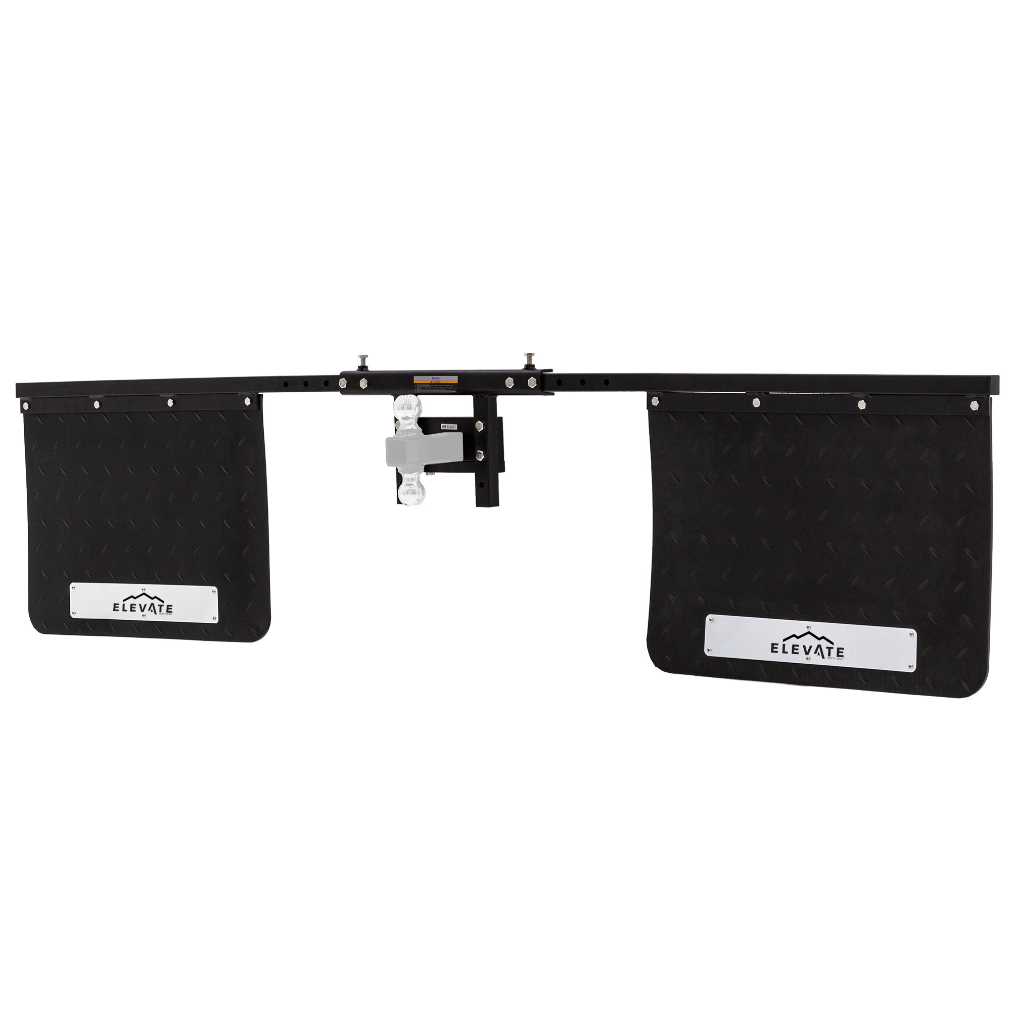 Elevate Outdoor Adjustable Hitch-Mounted Mud Flap — 24in. x 18in. Rubber Flaps, Powder-Coated Steel, Model# HMF-2418
